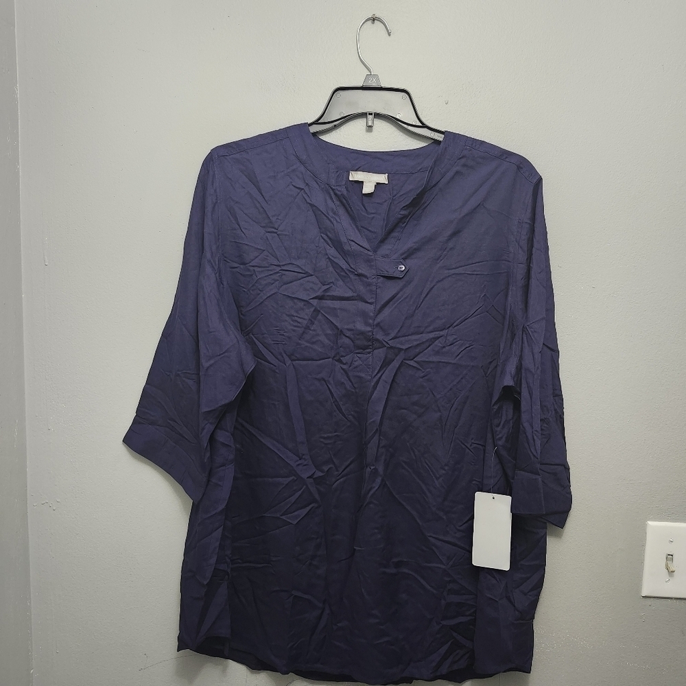 Woman within women's blouse top size 22/24 purple blue new